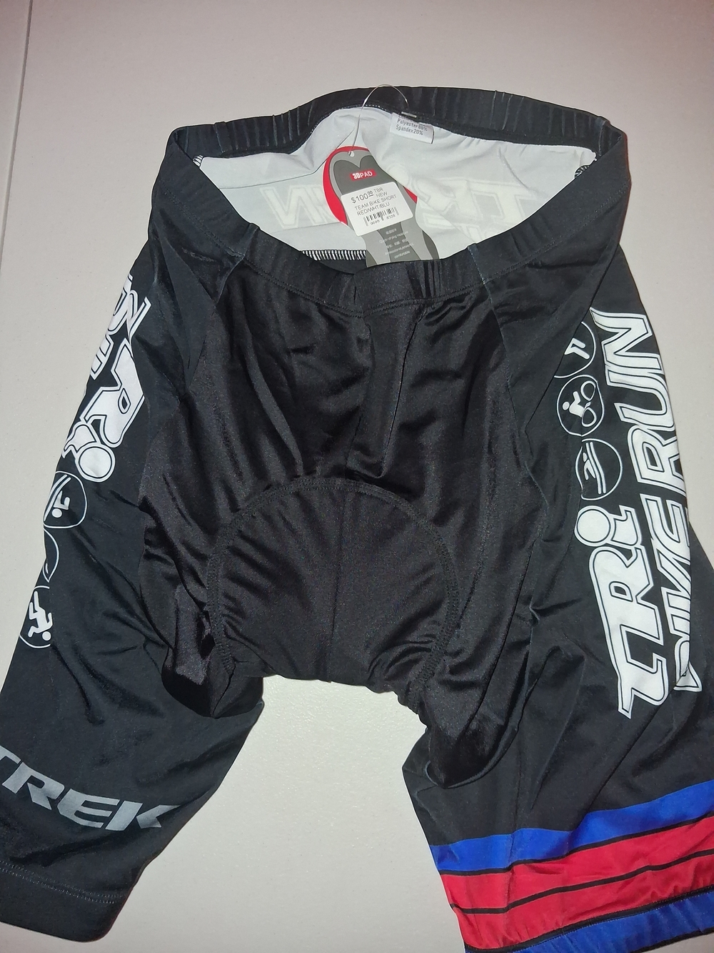 Men’s Black Cycling Shorts with Red & Blue Accents